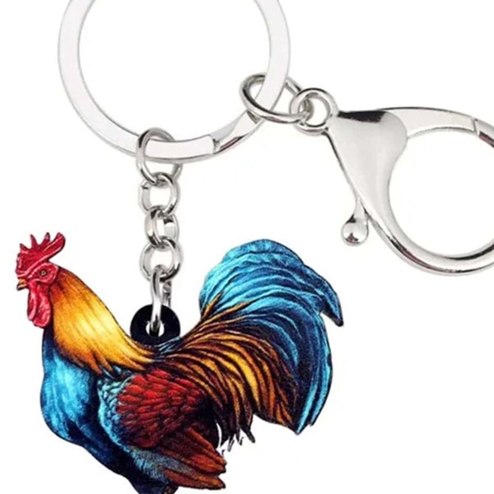 Acrylic Keychain, Standing Rooster Chicken Keychains, Key Holder